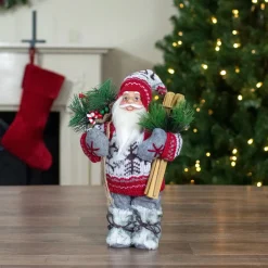Best Standing Nordic Santa with Skis Christmas Figure - 12" Santa Claus