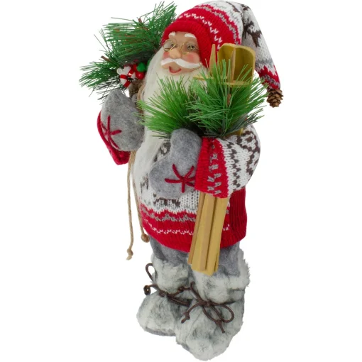 Best Standing Nordic Santa with Skis Christmas Figure - 12" Santa Claus