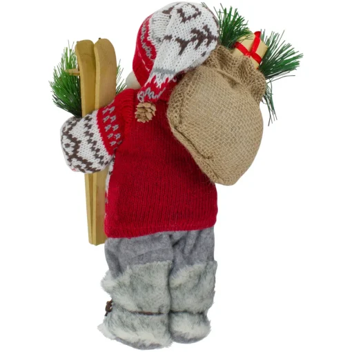 Best Standing Nordic Santa with Skis Christmas Figure - 12" Santa Claus