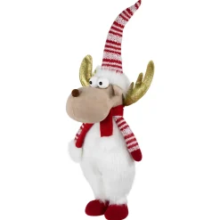 Standing Plush Moose Christmas Figure with Glitter Antlers - 25