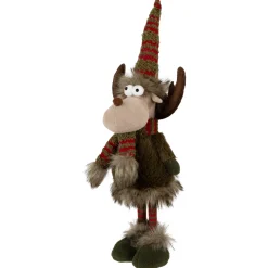 Clearance Standing Plush Moose with Striped Legs Christmas Figure - 18