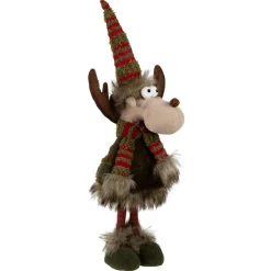 Clearance Standing Plush Moose with Striped Legs Christmas Figure - 18
