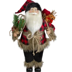 Online Standing Santa Christmas Figure with Snow Shoes and Bear - 18" Santa Claus