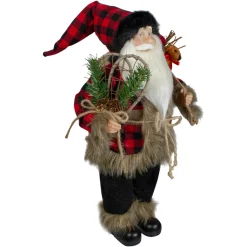 Online Standing Santa Christmas Figure with Snow Shoes and Bear - 18
