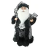 Hot Standing Santa Claus Christmas Figure with Sack - 16" - Silver and Black Santa Claus