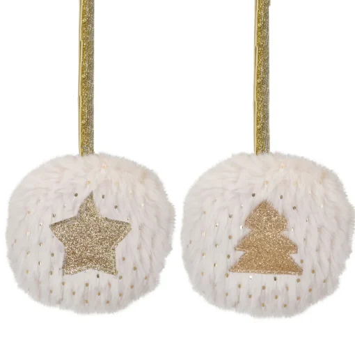 Sale Star and Christmas Tree Disc Ornaments - 3.5" - Cream and Beige - Set of 2 Garden & Floral