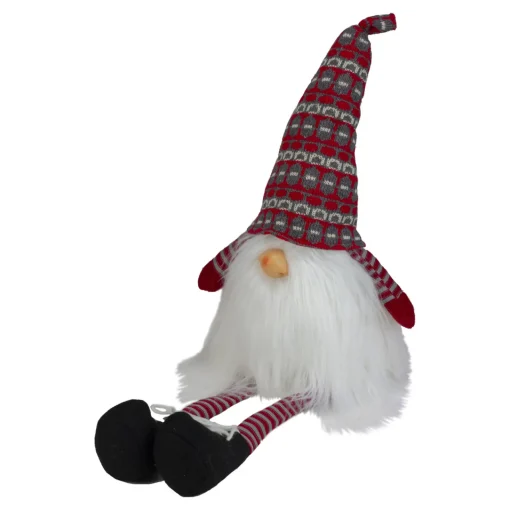 Sale Striped Christmas Santa Gnome with Dangling Legs - 23" - Red and Gray Gnomes