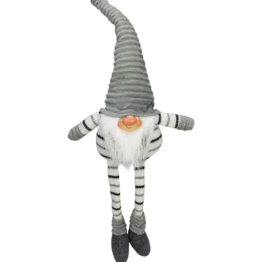 Sale Striped Sitting Gnome Christmas Figure - 22" - Gray, White and Black Gnomes