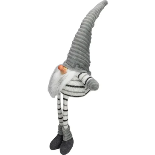Sale Striped Sitting Gnome Christmas Figure - 22" - Gray, White and Black Gnomes