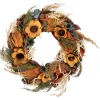 Discount Sunflower and Straw Artificial Fall Harvest Wreath - 12" - Unlit Unlit