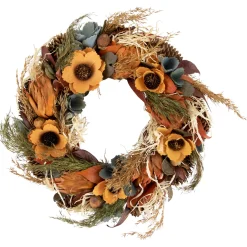Discount Sunflower and Straw Artificial Fall Harvest Wreath - 12" - Unlit Unlit