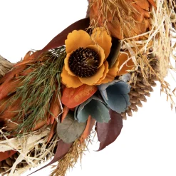 Discount Sunflower and Straw Artificial Fall Harvest Wreath - 12