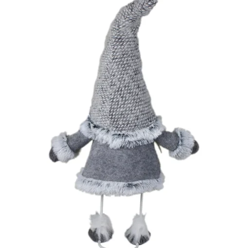 Swaying Standing Gnome Christmas Figure - 17" - Gray and Beige Gnomes