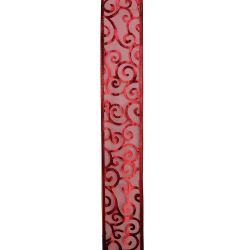 Best Swirls of Red Christmas Wired Craft Ribbon 2.5" x 10 Yards Ribbons & Bows