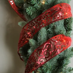 Best Swirls of Red Christmas Wired Craft Ribbon 2.5