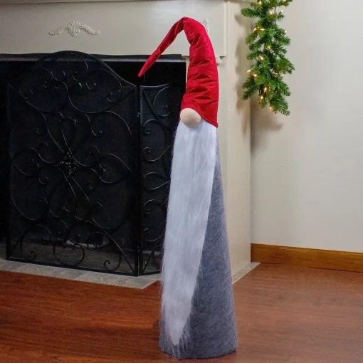 Tall Cone Gnome Christmas Decoration - 32.5" - Red and Gray Gnomes