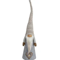 Discount Tall Cone Gnome with Buttoned Plaid Christmas Tree Figure - 21" - Beige and Gray Gnomes