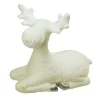Best Textured Sitting Moose Christmas Figure - 14" - Silver and Cream Animals