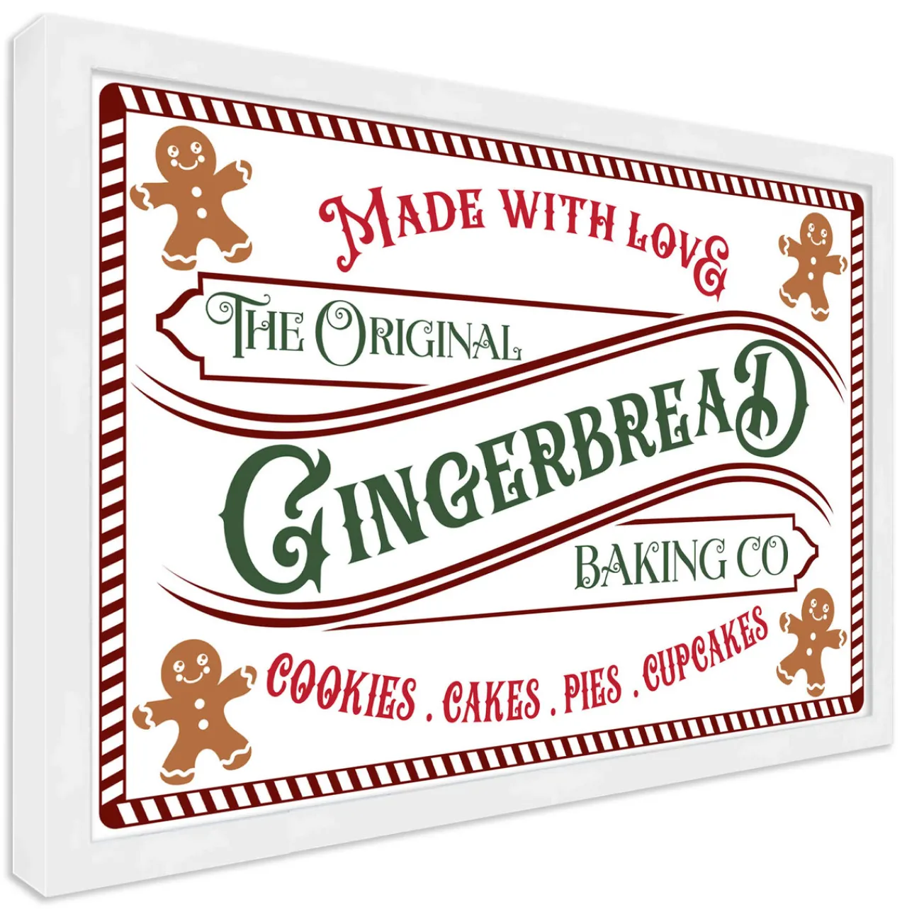 Hot The Original Gingerbread Baking Company 13.5" x 19.5" Framed Christmas Wall Decor Sign Poster in a Natural Wooden Frame with UV Acrylic and Hangers Wall