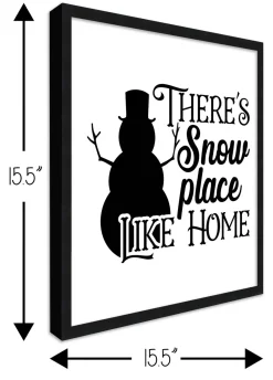 Clearance There's Snow Place Like Home 15.5" x 15.5" Framed Christmas Wall Decor Art Print Sign Poster in a Black Wooden Frame with UV Acrylic and Hangers Wall