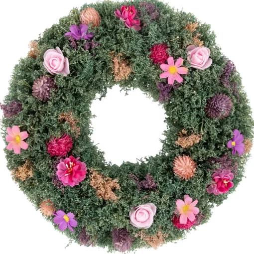 Clearance Thistle Mixed Floral Spring Wreath - 13" - Pink and Purple Pre Decorated