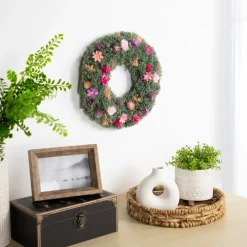 Clearance Thistle Mixed Floral Spring Wreath - 13" - Pink and Purple Pre Decorated