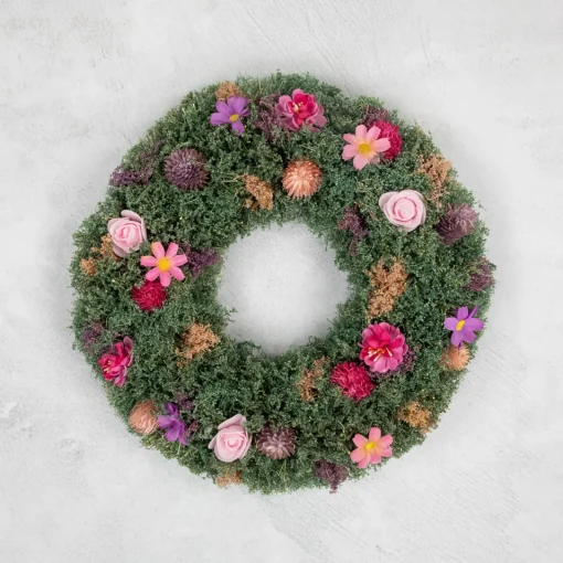 Clearance Thistle Mixed Floral Spring Wreath - 13" - Pink and Purple Pre Decorated