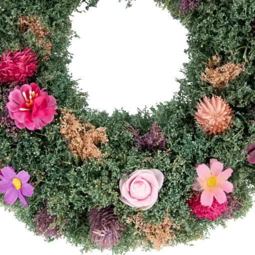 Clearance Thistle Mixed Floral Spring Wreath - 13" - Pink and Purple Pre Decorated
