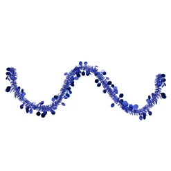 New Tinsel and Polka Dot Commercial Christmas Garland - 50' x 1.5" - Lavish Blue - Unlit Commercial