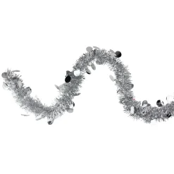 New Tinsel and Polka Dot Commercial Christmas Garland - 50' x 2.5" - Silver - Unlit Commercial