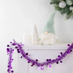 New Tinsel and Polka Dot Commercial Christmas Garland - 50' x 1.5" - Purple - Unlit Commercial
