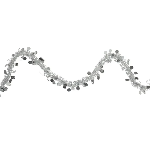 Hot Tinsel and Polka Dot Commercial Christmas Garland - 50' x 1.5" - Silver - Unlit Commercial