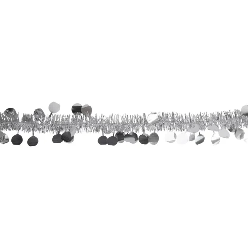 Hot Tinsel and Polka Dot Commercial Christmas Garland - 50' x 1.5" - Silver - Unlit Commercial