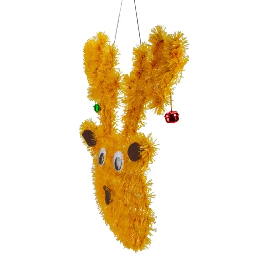 Best Tinsel Reindeer with Mini Jingle Bells Hanging Christmas Decoration - 13" - Window