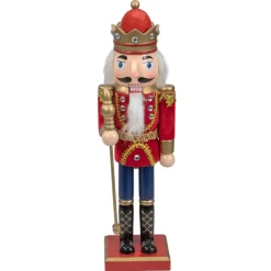 Best Traditional Christmas Nutcracker King with Scepter Figurine - 14" - Red and Gold Nutcrackers
