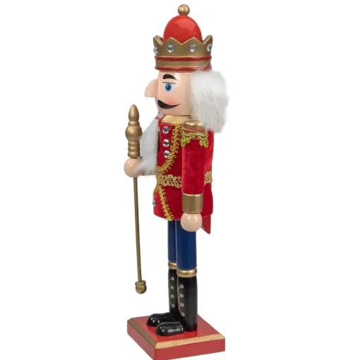 Best Traditional Christmas Nutcracker King with Scepter Figurine - 14" - Red and Gold Nutcrackers