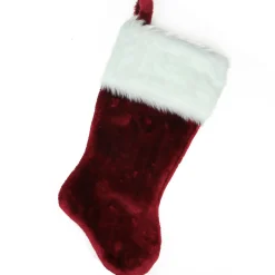 Discount Traditional Christmas Stocking with Cuff - 20" - Burgundy and White Stockings