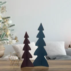 Triangular Christmas Tree with Curved Edges Decoration - 15" - Blue Trees