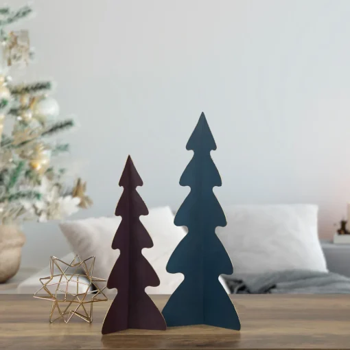 Triangular Christmas Tree with Curved Edges Decoration - 15" - Blue Trees
