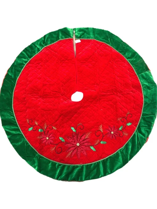 Discount Trimmery Red Velvet Plush Quilted Holiday Christmas Tree Skirt 48 Inch Cloth|Metal