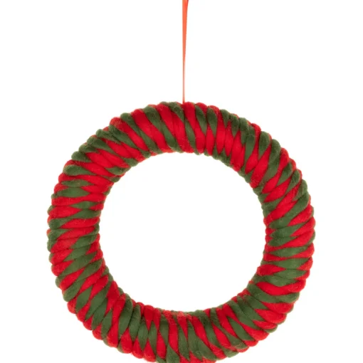 New Twisted Yarn Plush Christmas Wreath - 13.5" - Unlit Unlit