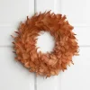 Hot Two-Tone Feathers Christmas Wreath - 14.5" - Unlit - Rust Orange Pre Decorated
