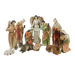 Vibrantly Colored Traditional Christmas Nativity Figurine Set - 15.5" Nativity