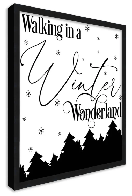 Hot Walking in a Winter Wonderland 15.5" x 15.5" Framed Christmas Wall Decor Art Print Sign Poster in a Black Wooden Frame with UV Acrylic and Hangers Wall