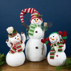 Online Waving Snowman with Earmuffs Glitter Christmas Figurine - 10