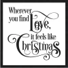Sale Wherever You Find Love, It Feels Like Christmas 15.5" x 15.5" Framed Christmas Wall Decor Sign Poster in a Natural Wooden Frame with UV Acrylic Wall
