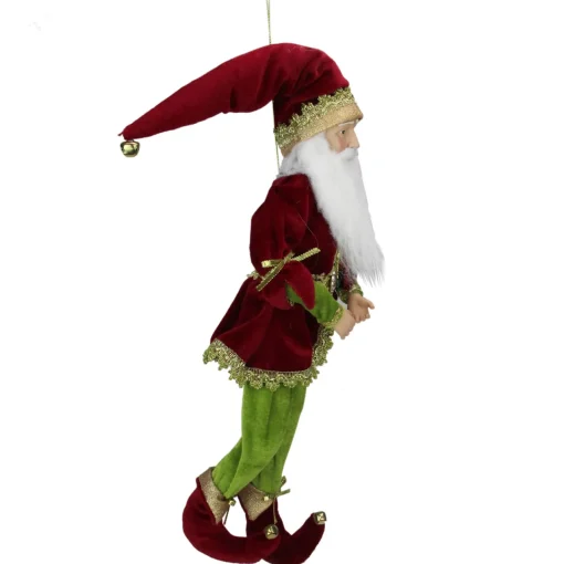 Outlet Whimsical Elf Hanging Christmas Figure - 18" - Red and Green Elves & Fairies