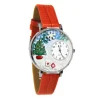 Best Christmas Tree 3D Watch | Gold or Silver Finish Large or Small | Unique Fun Novelty | Handmade in USA | Red Leather Watch Band Costumes
