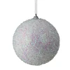 New White and Purple Bristled Iridescent Christmas Ball Ornament 4.5" (115mm) Shatterproof Balls|Ball Ornaments