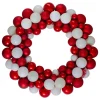Best White and Red 3-Finish Shatterproof Ball Christmas Wreath - 24-Inch, Unlit Pre Decorated